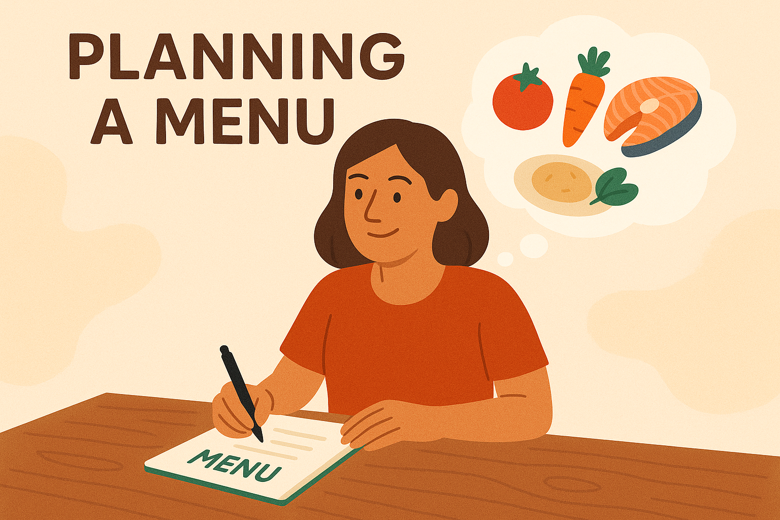 Woman planning a menu.